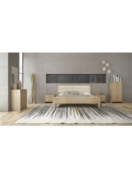 Savvidis Furniture  Σετ Κρεβατοκάμαρας 6τμχ(κρεβάτι για στρώμα 150x200,2 κομοδίνα, τουαλέτα, κολώνα και καθρέφτης) N45Δ Λάττε Μελαμίνη / Τεχνόδερμα BEST-8080318