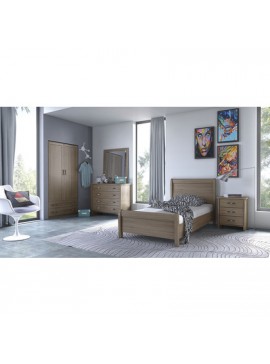 Savvidis Furniture  Σετ Κρεβατοκάμαρας 5τμχ(κρεβάτι για στρώμα 90x190, 2 κομοδίνα,τουαλέτα και καθρέφτης) N26 Μόκα Μελαμίνη BEST-8080344