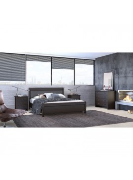 Savvidis Furniture  Σετ Κρεβατοκάμαρας 5τμχ (κρεβάτι για στρώμα 140x190,2 κομοδίνα,τουαλέτα και καθρέφτης) N26A Βέγκε Μελαμίνη BEST-8080360