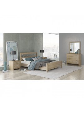 Savvidis Furniture  Σετ Κρεβατοκάμαρας 5τμχ (κρεβάτι για στρώμα 150x200, 2 κομοδίνα, τουαλέτα και καθρέφτης) N27 Λάττε Μελαμίνη BEST-888007