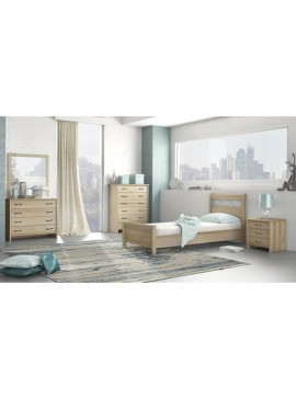 Savvidis Furniture  Σετ Κρεβατοκάμαρας 5τμχ (κρεβάτι για στρώμα 90x190, 1 κομοδίνο, συρταριέρα, τουαλέτα και καθρέφτης) N27 Λάττε Μελαμίνη BEST-891068