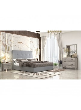 Savvidis Furniture  Κρεβάτι Υπέρδιπλο N60 για στρώμα 160x200 Τεχνόδερμα Γκρι Με Μηχανισμό BEST-890010
