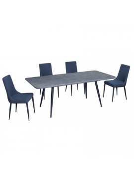 Epiplo World  Τραπεζι με καρεκλες - Σετ τραπέζι Rosa Cement 160(200)x90εκ. με 4 καρέκλες Nelly Γκρι BEST-1532478