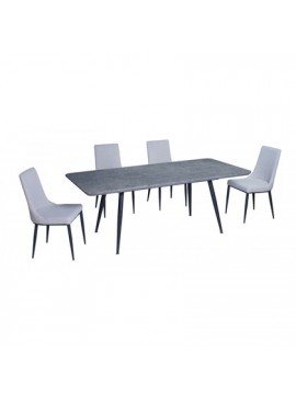 Epiplo World  Τραπεζι με καρεκλες - Σετ τραπέζι Rosa Cement 160(200)x90εκ.​με 4 καρέκλες Nelly Γκρι Ανοιχτό BEST-153243322
