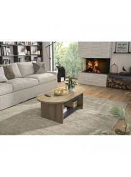 Epiplo World  Soho τραπεζάκι σαλονιού 110x55x39εκ. Golden Oak / Black BEST-15341120