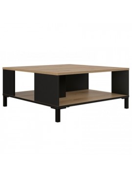 Epiplo World  Trust Τραπεζάκι Σαλονιού 81x81x36εκ. Helvezia Oak / Black BEST-153587