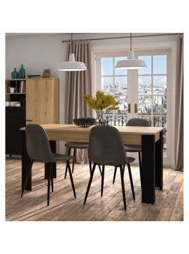 Epiplo World  Trust Τραπέζι επεκτεινόμενο 160(200)x90εκ. Helvezia Oak/Black BEST-1536790