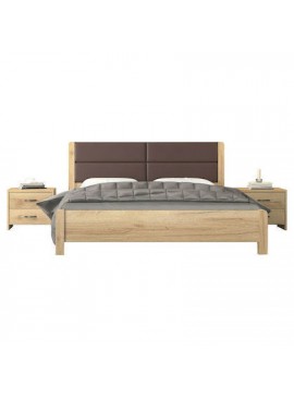 Savvidis Furniture  Κρεβάτι Ν45Δ για στρώμα 160x200 Μελί με Καφέ Τεχνόδερμα BEST-890056