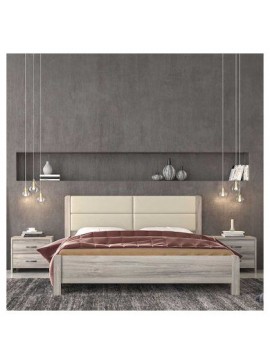Savvidis Furniture  Κρεβάτι Ν45Δ για στρώμα 150x200 Σταχτί με Μπεζ Τεχνόδερμα BEST-890053