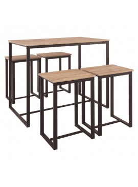WOODWELL HENRY Set Bar Τραπέζι + 4 Σκαμπώ, Μέταλλο Βαφή Σκούρο Καφέ - Sonoma Table:100x60x86 Stool:40x30x60 ΕΜ9795,1