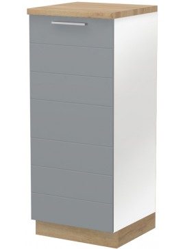 Intrahome Επιδαπέδιο ντουλάπι ψηλό Hudson K14-60-1KF-Λευκό γυαλιστερό - Γκρι Mήκος 60 Βάθος 60  'Υψος 148 162495749
