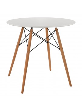 ΤΡΑΠΕΖΙ MINIMAL ΣΤΡΟΓΓΥΛΟ HM0059.01 MDF ΣΕ ΛΕΥΚΟ-ΠΟΔΙΑ ΟΞΙΑΣ ΦΥΣΙΚΟ Φ80Χ72Υεκ.