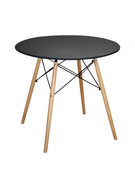 ΤΡΑΠΕΖΙ MINIMAL ΣΤΡΟΓΓΥΛΟ HM0059.02 MDF ΣΕ ΜΑΥΡΟ-ΠΟΔΙΑ ΟΞΙΑΣ ΦΥΣΙΚΟ Φ80Χ72Υεκ.