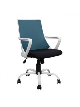 ΚΑΡΕΚΛΑ ΓΡΑΦΕΙΟΥ MALFOI HM1053.06 ΜΠΛΕ MESH & ΠΟΔΙ ΜΕΤΑΛΛΙΚΟ 58x59x103 εκ.
