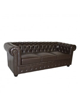 ΚΑΝΑΠΕΣ 3ΘΕΣΙΟΣ T.CHESTERFIELD HM3009.01 ΤΕΧΝΟΔΕΡΜΑ ΣΚΟΥΡΟ ΚΑΦΕ 208x90x73Υ εκ.