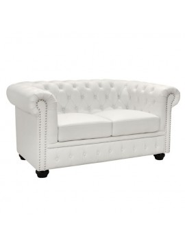ΚΑΝΑΠΕΣ 2ΘΕΣΙΟΣ T.CHESTERFIELD HM3010.02 ΤΕΧΝΟΔΕΡΜΑ ΛΕΥΚΟ ΜΑΤ 155x90x73 εκ.