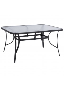 ΤΡΑΠΕΖΙ BRUNO 150X90Χ72Υεκ. ΓΚΡΙ ΜΕΤΑΛΛΙΚΟ ΜΕ ΓΥΑΛΙΝΗ ΕΠΙΦΑΝΕΙΑ HM5145.01