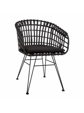 ΠΟΛΥΘΡΟΝΑ ΤΥΠΟΥ ΦΩΛΙΑ ΜΕΤΑΛΛΙΚΗ ALLEGRA HM5456.02 ΜΕ WICKER ΜΑΥΡΟ 59Χ56,5Χ83Υ εκ.