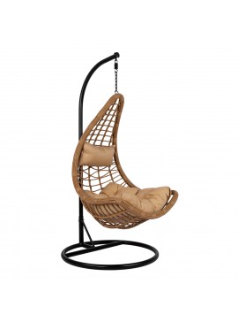 ΚΡΕΜΑΣΤΗ ΦΩΛΙΑ LUCIA HM5676.01 ΜΕ WICKER&ΜΑΞΙΛΑΡΙΑ ΜΠΕΖ-ΜΑΥΡΟ ΜΕΤΑΛΛΟ Φ95Χ195Υεκ.