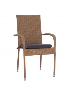 ΠΟΛΥΘΡΟΝΑ ΜΕΤΑΛΛΙΚΗ ANISHA HM5685.02 ΜΕ ΜΑΞΙΛΑΡΙ WICKER ΚΑΦΕ-ΜΟΚΑ ΣΤΟΙΒ/ΜΕΝΗ 56x60x94 εκ.