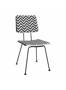ΚΑΡΕΚΛΑ ΜΕΤΑΛΛΙΚΗ ALLEGRA HM5693 ΜΕ WICKER ΜΑΥΡΟ-ΛΕΥΚΟ 46x56x88Υ εκ.