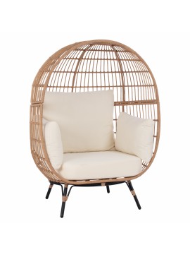 ΠΟΛΥΘΡΟΝΑ ΦΩΛΙΑ ALLEGRA HM5764 ΜΕ WICKER ΣΕ ΜΠΕΖ ΑΠΟΧΡΩΣΗ 110x85x148 εκ.