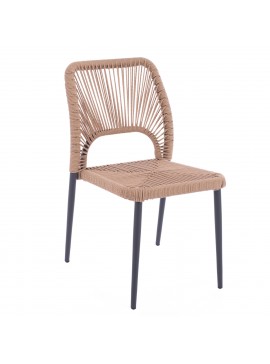 ΚΑΡΕΚΛΑ ΑΛΟΥΜΙΝΙΟΥ ΓΚΡΙ ΜΕ P.E.TWIST RATTAN ΜΠΕΖ HM5770.02 45x63x82Υ εκ.