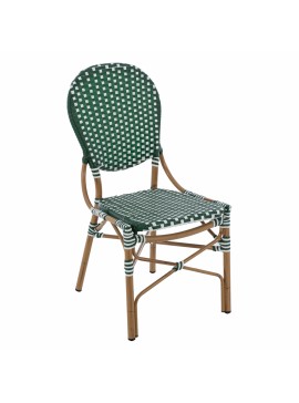 ΚΑΡΕΚΛΑ ΑΛΟΥΜΙΝΙΟΥ BAMBOO LOOK ΜΕ WICKER ΠΡΑΣΙΝΟ ΛΕΥΚΟ HM5792.01 47x55x98 εκ.