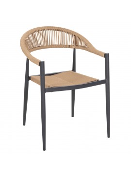 ΠΟΛΥΘΡΟΝΑ ΑΛΟΥΜΙΝΙΟΥ GRET HM5854.02 ΑΝΘΡΑΚΙ PΕ RATTAN ΜΠΕΖ 56x55,5x78Υ εκ.