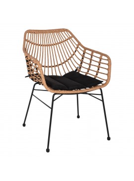 ΠΟΛΥΘΡΟΝΑ ΕΠΑΓΓΕΛΜΑΤΙΚΗ ΜΑΥΡΟ ΜΕΤΑΛΛΟ RATTAN ΜΠΕΖ & ΜΑΞΙΛΑΡΙ HM5864.01 58,5x60,5x80 εκ.