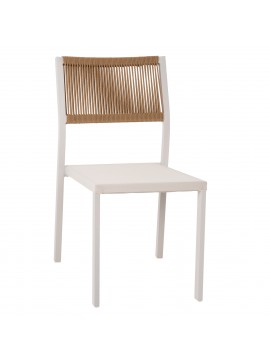 ΚΑΡΕΚΛΑ ΑΛΟΥΜΙΝΙΟΥ ΛΕΥΚΗ ΜΠΕΖ RATTAN & TEXTLINE HM5921.02 46x55,5x83Yεκ.