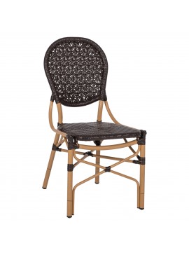 ΚΑΡΕΚΛΑ ΑΛΟΥΜΙΝΙΟΥ BAMBOO LOOK ΜΕ ΚΑΦΕ PE RATTAN HM5925.01 47x58x95Yεκ.