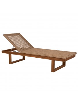 ΞΑΠΛΩΣΤΡΑ PATRON HM5993 TEAK ΞΥΛΟ ΚΑΙ ΣΧΟΙΝΙ VIRO ΣΕ ΠΛΕΞΗ WICKER 191x65x86Yεκ.