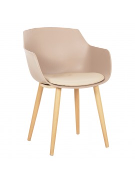 ΚΑΡΕΚΛΑ ΤΡΑΠΕΖΑΡΙΑΣ LUCIE HM8242.11 CAPUCCINO PP-ΜΕΤΑΛ. ΠΟΔΙΑ ΟΨΗ ΞΥΛΟΥ 56x55,5x80Υεκ