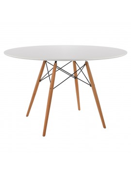 ΤΡΑΠΕΖΙ MINIMAL ΣΤΡΟΓΓΥΛΟ HM8454.01 MDF ΣΕ ΛΕΥΚΟ-ΠΟΔΙΑ ΟΞΙΑΣ ΣΕ ΦΥΣΙΚΟ Φ120Χ75Υεκ.