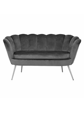 ΚΑΝΑΠΕΣ 2ΘΕΣΙΟΣ COQUILLE HM8627.01 ΑΠΟ ΓΚΡΙ ΒΕΛΟΥΔΟ ΜΕ ΑΣΗΜΙ ΠΟΔΙΑ 130x77x83Υ εκ.