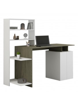 ΓΡΑΦΕΙΟ ΜΕ ΒΙΒΛΙΟΘΗΚΗ ROCHELL ΜΕΛΑΜΙΝΗ OLIVE GREY ΛΕΥΚΟ 146,3x55x128,8Υεκ.HM8886.11