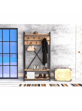 ΕΠΙΠΛΟ ΕΙΣΟΔΟΥ HM8943.01 NATURAL WOOD & ΜΑΥΡΟ  90x34x180 εκ.