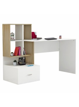 ΓΡΑΦΕΙΟ ΜΕΛΑΜΙΝΗΣ ΜΕ ΒΙΒΛΙΟΘΗΚΗ SYNDYA HM8993.02 ΛΕΥΚΟ SONAMA 149x48x105Y εκ.