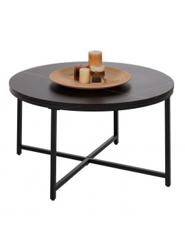 ΤΡΑΠΕΖΙ ΣΑΛΟΝΙΟΥ HM9420.03 BLACK MARBLE ΜΕΛΑΜΙΝΗ-ΜΑΥΡΗ ΜΕΤΑΛΛΙΚΗ ΒΑΣΗ Φ80x48,5Yεκ.