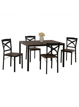 ΣΕΤ ΤΡΑΠΕΖΑΡΙΑΣ GOOSE 5ΤΜΧ HM9530.01 MDF ΚΑΡΥΔΙ-ΜΕΤΑΛΛΟ ΜΑΥΡΟ 120x80x75Yεκ.