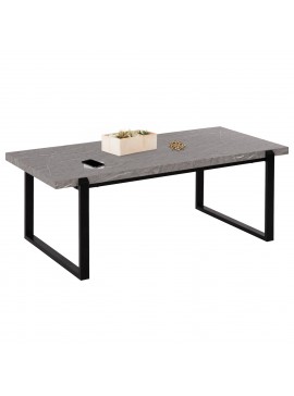 ΤΡΑΠΕΖΙ ΣΑΛΟΝΙΟΥ SHABEN HM9585.02 MDF ΓΚΡΙ ΜΑΡΜΑΡΟ-ΜΑΥΡΗ ΜΕΤΑΛΛΙΚΗ ΒΑΣΗ 120x60X46Yεκ.