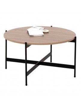 ΤΡΑΠΕΖΙ ΣΑΛΟΝΙΟΥ HM9588.03 MDF ΣΟΝΑΜΑ-ΜΑΥΡΗ ΜΕΤΑΛΛΙΚΗ ΒΑΣΗ Φ80x45Υεκ.