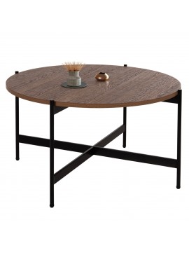 ΤΡΑΠΕΖΙ ΣΑΛΟΝΙΟΥ HM9588.04 MDF ΚΑΡΥΔΙ-ΜΑΥΡΗ ΜΕΤΑΛΛΙΚΗ ΒΑΣΗ Φ80x45Υεκ.