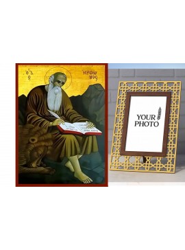 Σετ των 2 Εικόνα Ορθοδοξίας Πολυτελείας  με  σχεδιο Σταυρούς μαζι με  Βάση σε  8 χρώματα με περίγραμμα χρυσό σε ξύλο Plywood (Πλακάζ)   με  βάση Εικόνα Άγιος Ιερώνυμος Χειροποίητη Ελληνορθόδοξη , Κρεμαστή πλάκα βυζαντινής τέχνης, χριστιανική τέχνη Διάστασ