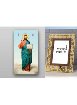 Εικόνα Ορθοδοξίας Πολυτελείας  με  σχεδιο Σταυρούς μαζι με  Βάση σε  8 χρώματα με περίγραμμα χρυσό σε ξύλο Plywood (Πλακάζ)   με  βάση Εικόνα του Ιησού Χριστού - Χειροποίητη Ελληνορθόδοξη , Κρεμαστή πλάκα βυζαντινής τέχνης, χριστιανική τέχνη Διάσταση 50x4