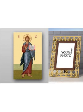 Εικόνα Ορθοδοξίας Πολυτελείας  με  σχεδιο Σταυρούς μαζι με  Βάση σε  8 χρώματα με περίγραμμα χρυσό σε ξύλο Plywood (Πλακάζ)   με  βάση Εικόνα του Ιησού Χριστού - Χειροποίητη Ελληνορθόδοξη , Κρεμαστή πλάκα βυζαντινής τέχνης, χριστιανική τέχνη Διάσταση 50x4