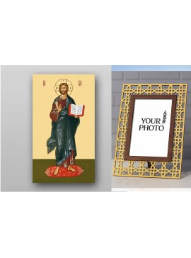 Εικόνα Ορθοδοξίας Πολυτελείας  με  σχεδιο Σταυρούς μαζι με  Βάση σε  8 χρώματα με περίγραμμα χρυσό σε ξύλο Plywood (Πλακάζ)   με  βάση Εικόνα του Ιησού Χριστού - Χειροποίητη Ελληνορθόδοξη , Κρεμαστή πλάκα βυζαντινής τέχνης, χριστιανική τέχνη Διάσταση 50x4