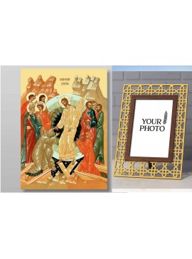 Εικόνα Ορθοδοξίας Πολυτελείας  με  σχεδιο Σταυρούς μαζι με  Βάση σε  8 χρώματα με περίγραμμα χρυσό σε ξύλο Plywood (Πλακάζ)   με  βάση Ανάσταση Χριστού. Το Harrowing of Hades Χειροποίητη Ελληνορθόδοξη , Κρεμαστή πλάκα βυζαντινής τέχνης, χριστιανική τέχνη 