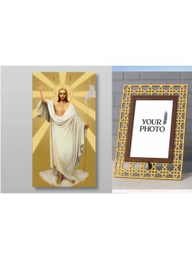 Εικόνα Ορθοδοξίας Πολυτελείας  με  σχεδιο Σταυρούς μαζι με  Βάση σε  8 χρώματα με περίγραμμα χρυσό σε ξύλο Plywood (Πλακάζ)   με  βάση Ανάσταση του Χριστού Χειροποίητη Ελληνορθόδοξη , Κρεμαστή πλάκα βυζαντινής τέχνης, χριστιανική τέχνη Διάσταση 50x40 cm (